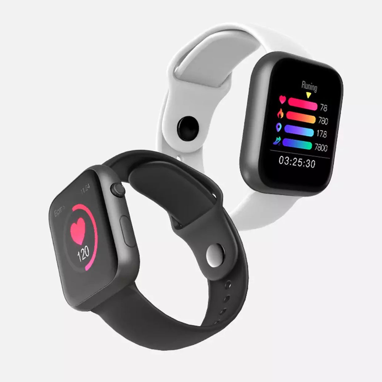 Smart Watch Men Sports | Wired Charger Type | Black and White strap Included