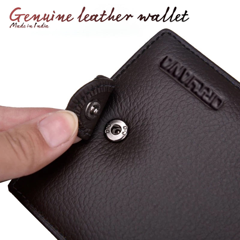 Oriyana Men 2 Fold Zipper Purse | LL 2622 Genuine Leather Button Wallet