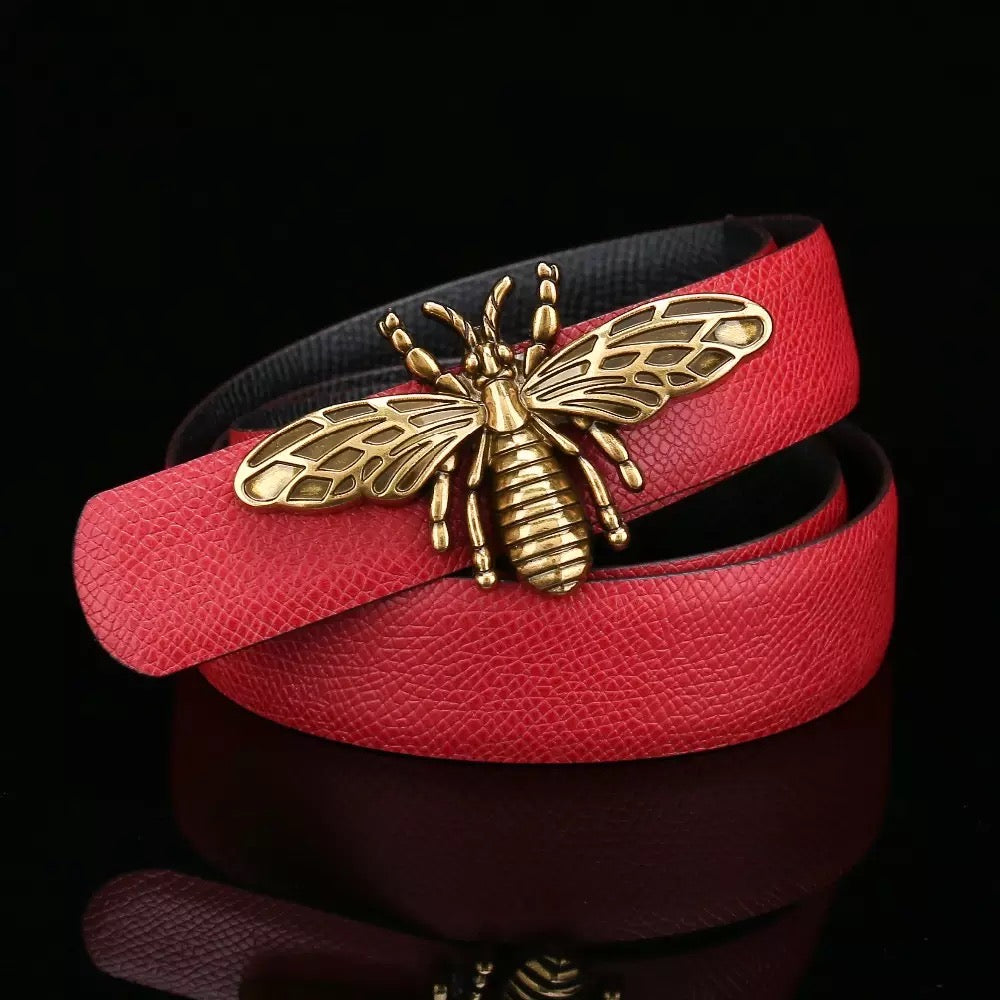 Women's Butterfly Leather Belt Buckle 2.5cm