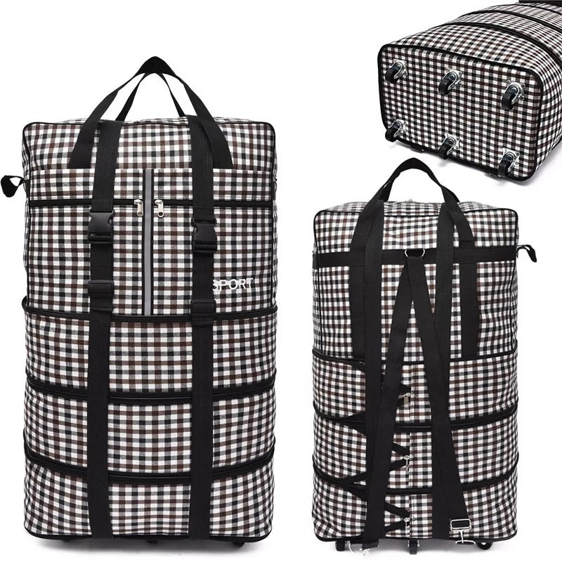 Portable Luggage Folding Bag with 5 Wheel | Large Capacity Check Wheel Storage Bag