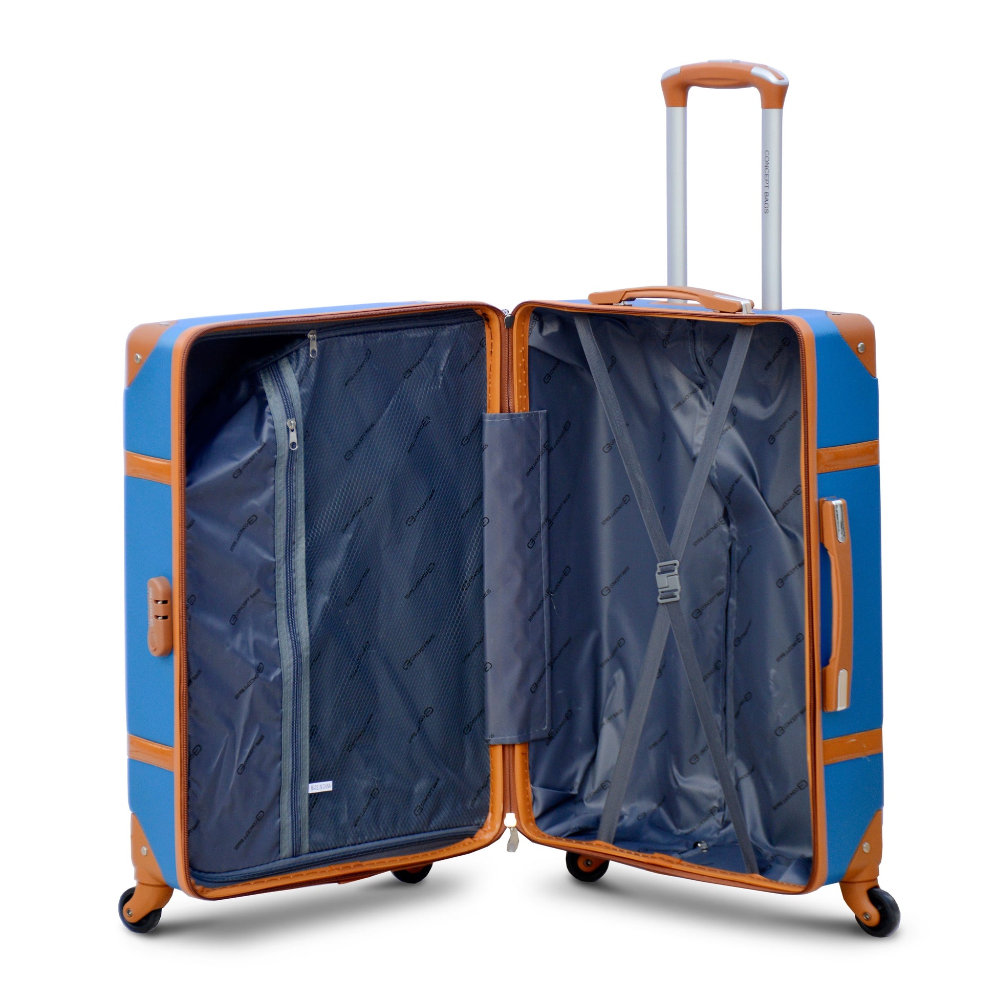 spinner wheel lightweight luggage blue trolley top with number lock system Zaappy UAE