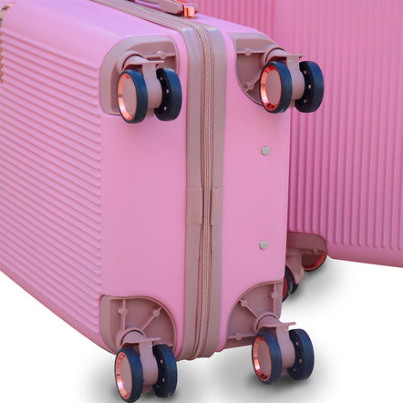 Luxury ABS Pink Lightweight Luggage Bag With Double Spinner Wheel | 4 Pcs Set 7” 20” 24” 28 Inches