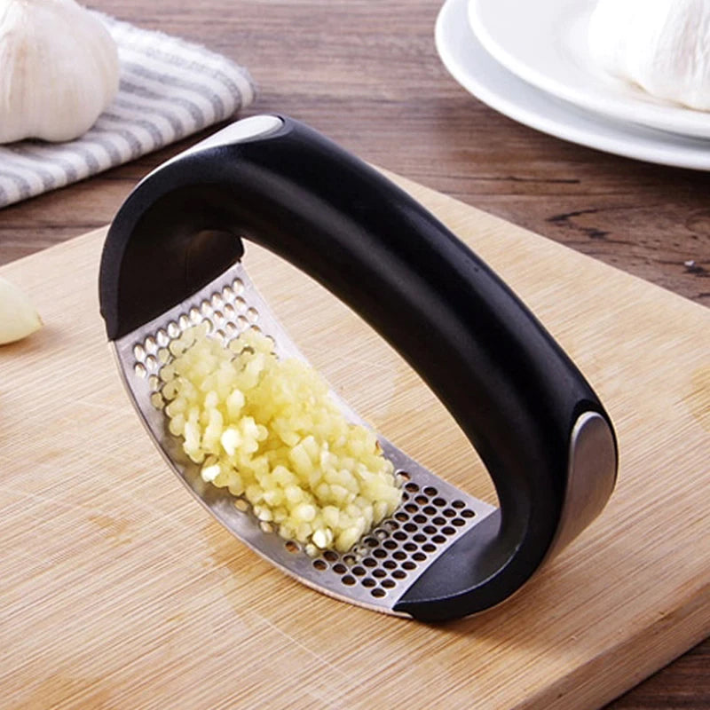 Stainless Steel Garlic Press with Handle Rocker Garlic Crusher Squeezer Slicer Mincer