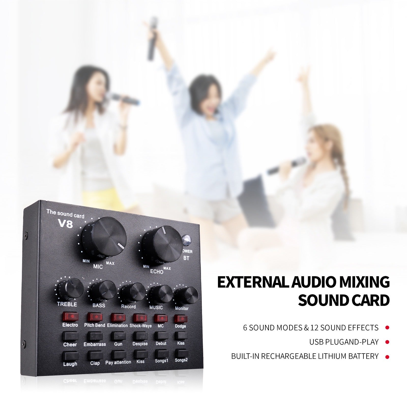 Professional Studio Recording Microphone BM 800 | V8 Live Sound Card Combo | Free Head Set