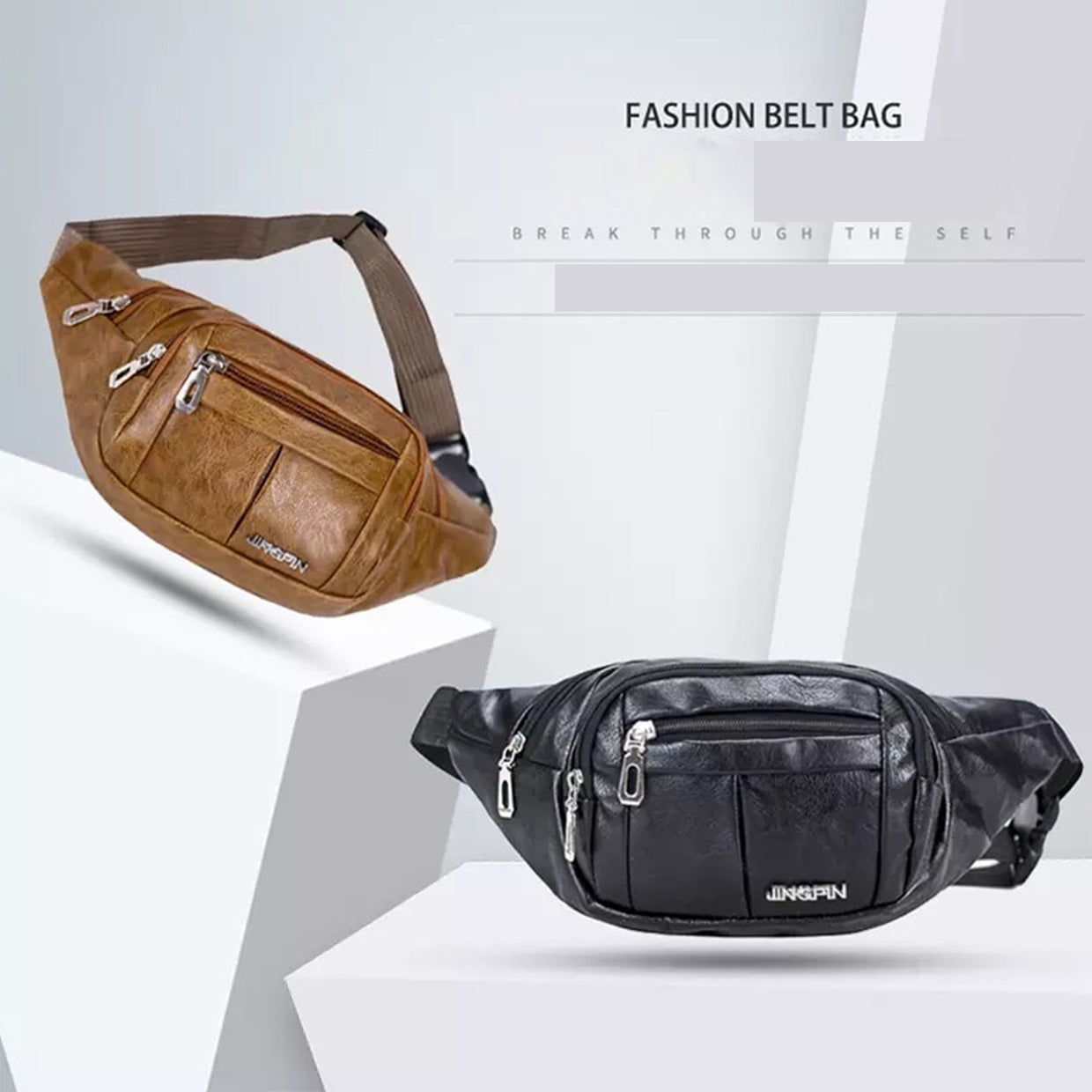 Men's Waist Bag Multi-purpose PU Leather Zaappy