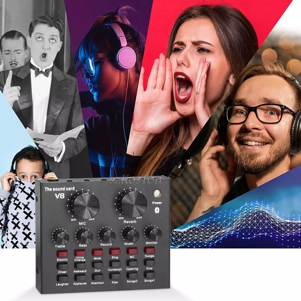 Professional Studio Recording Microphone BM 800 | V8 Live Sound Card Combo | Free Head Set