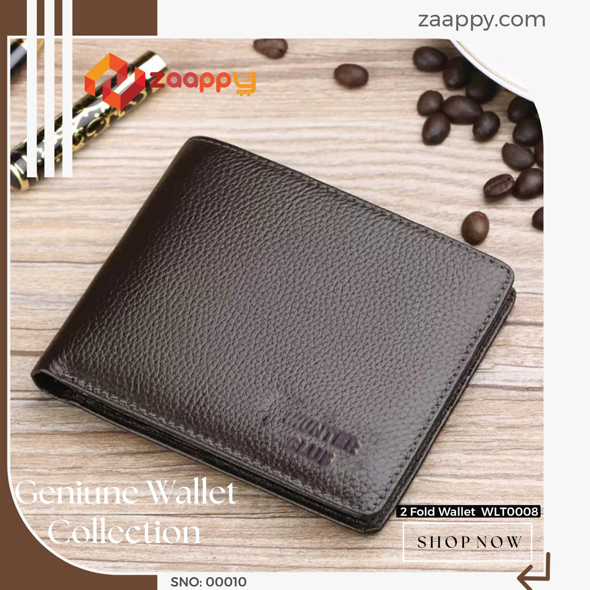 Men's Genuine Leather Wallet | 2 Fold Wallet WLT0008 Zaappy