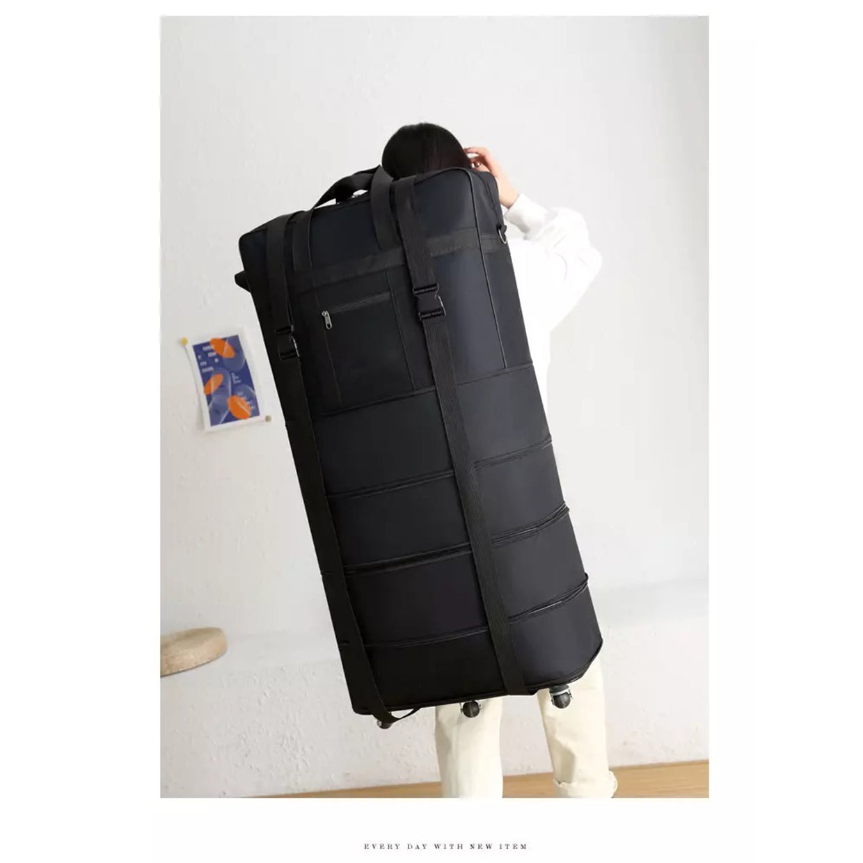 Trolley 5 Wheel Storage Foldable  Luggage Bag |  Foldable Wheel Storage Bag - XXDUOF5WBK