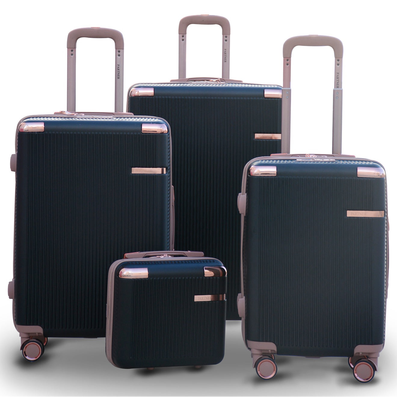 4 Piece Full Set 7” 20” 24” 28 inches Black Colour Luxury ABS Lightweight Luggage Bag Zaappy