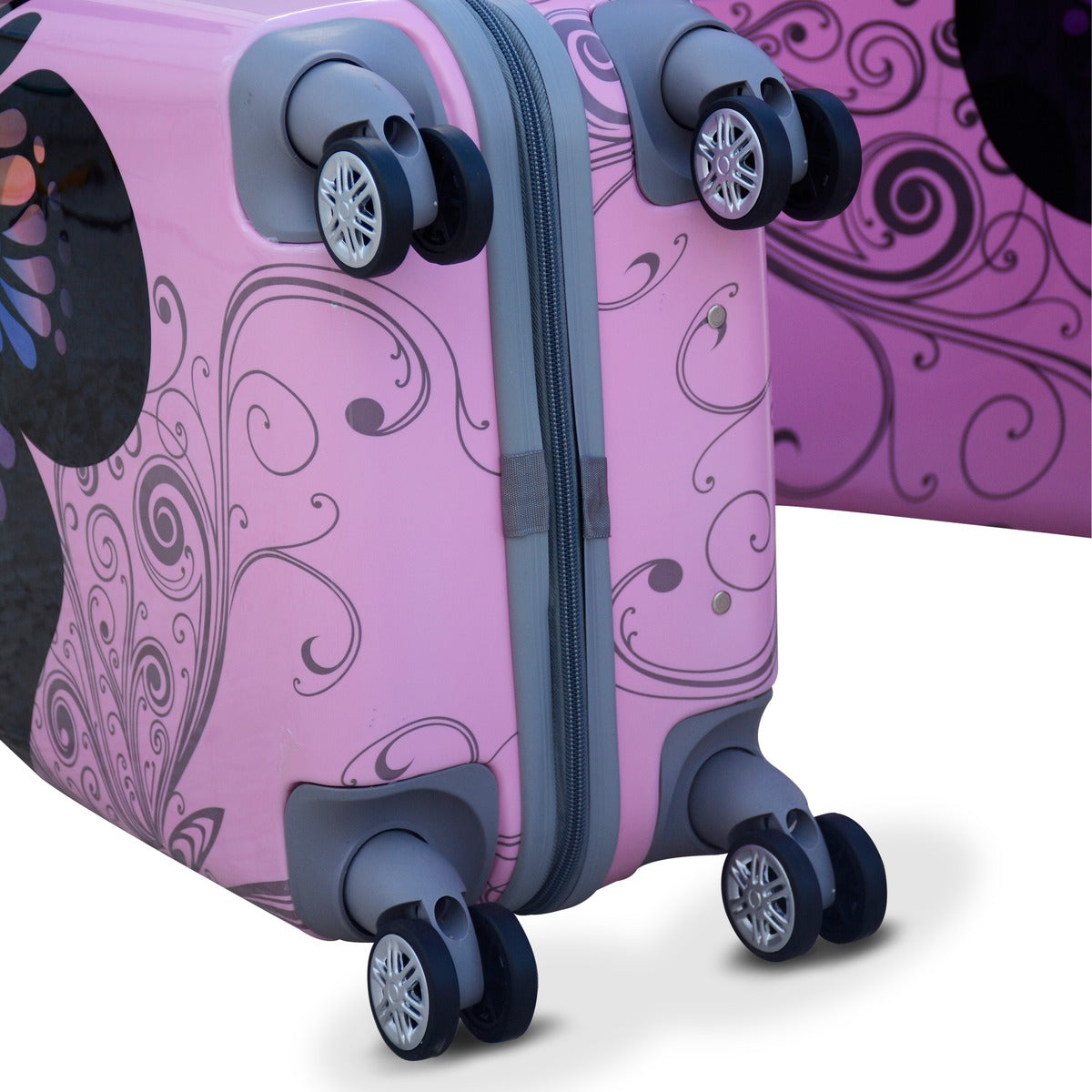 Butterfly Pink ABS 4 Wheel Luggage Printed Luggage with Spinner Wheel zaappy