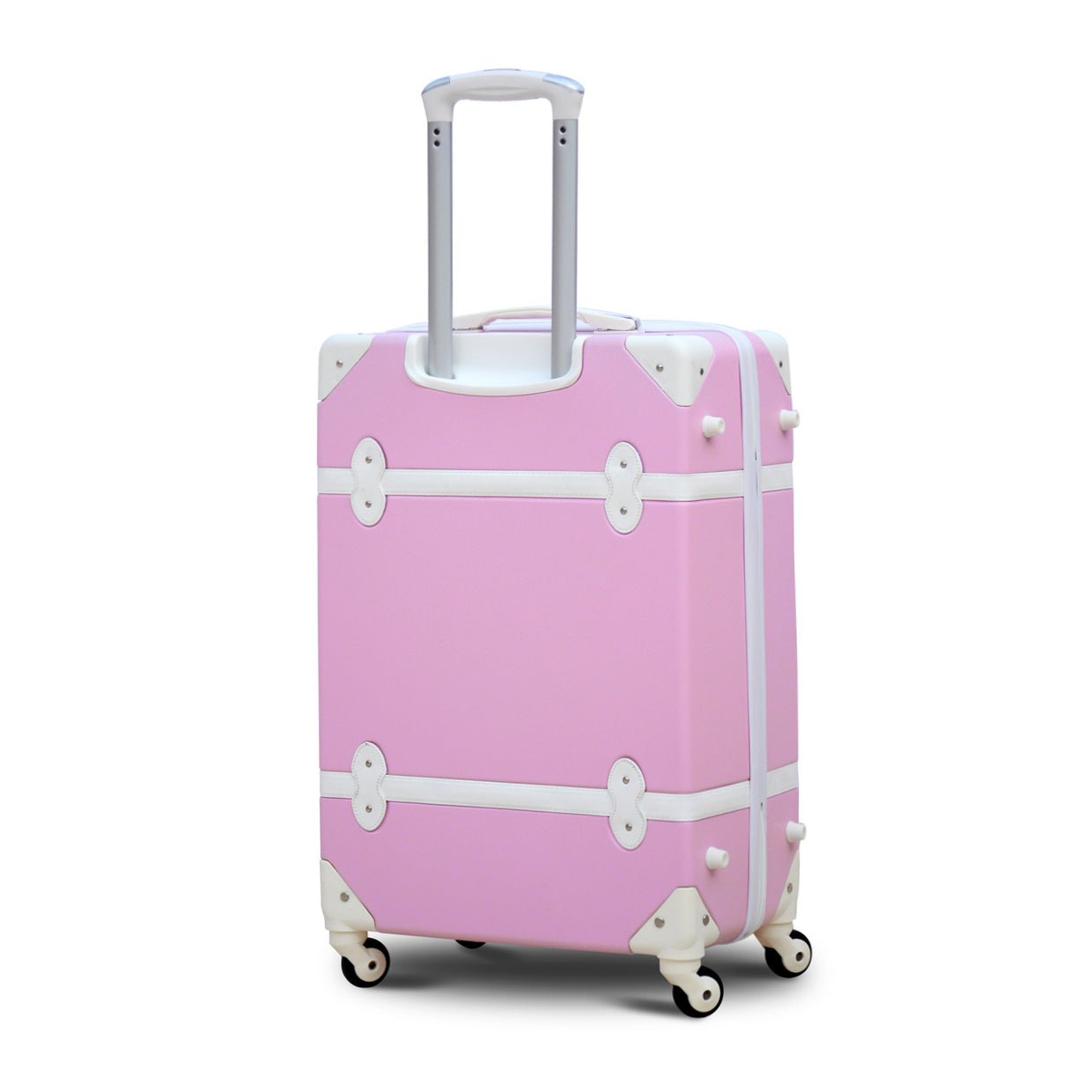 4 Piece Set 7” 20” 24” 28 Inches Pink Corner Guard ABS Lightweight Luggage Bag With Spinner Wheel