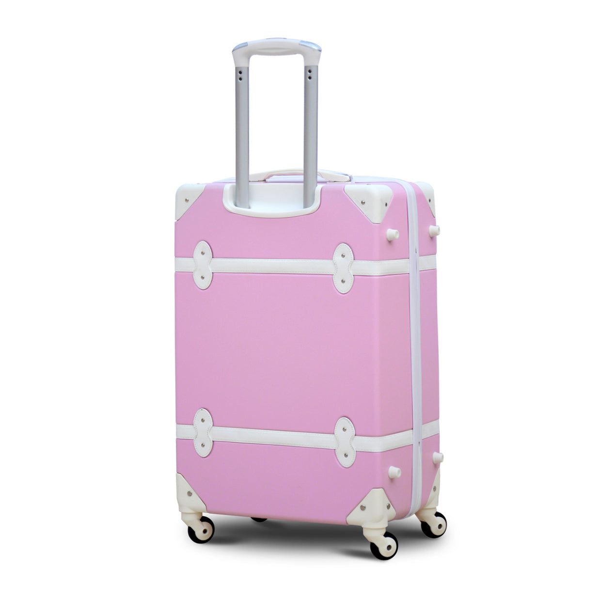 4 Piece Full Set 7” 20” 24” 28 Inches Pink Colour Corner Guard ABS Lightweight Luggage Bag With Spinner Wheel