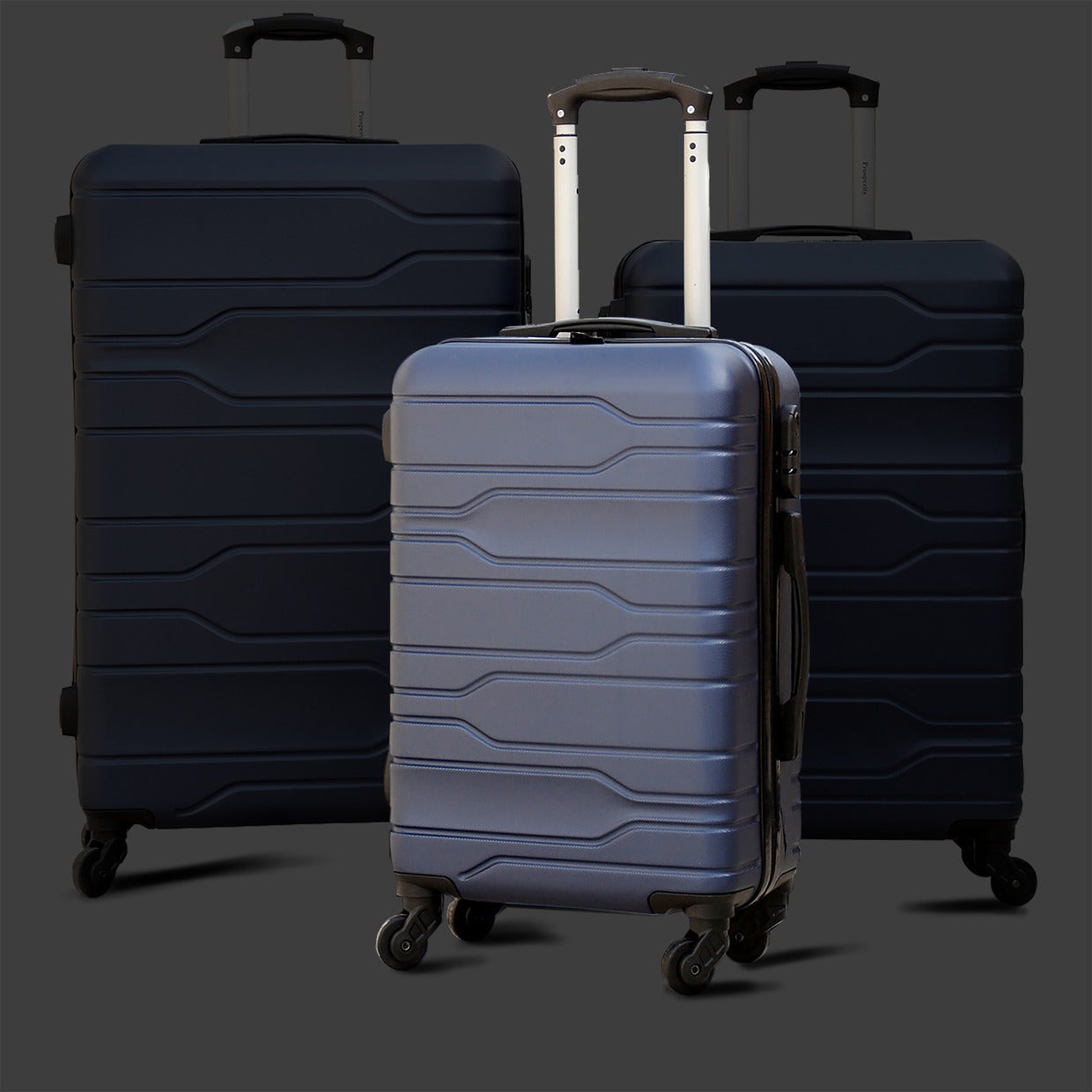 3 Pcs Full Set 20" 24" 28 Inch Blue Prosperity 4 Wheel Lightweight ABS Luggage | 2 Year Warranty
