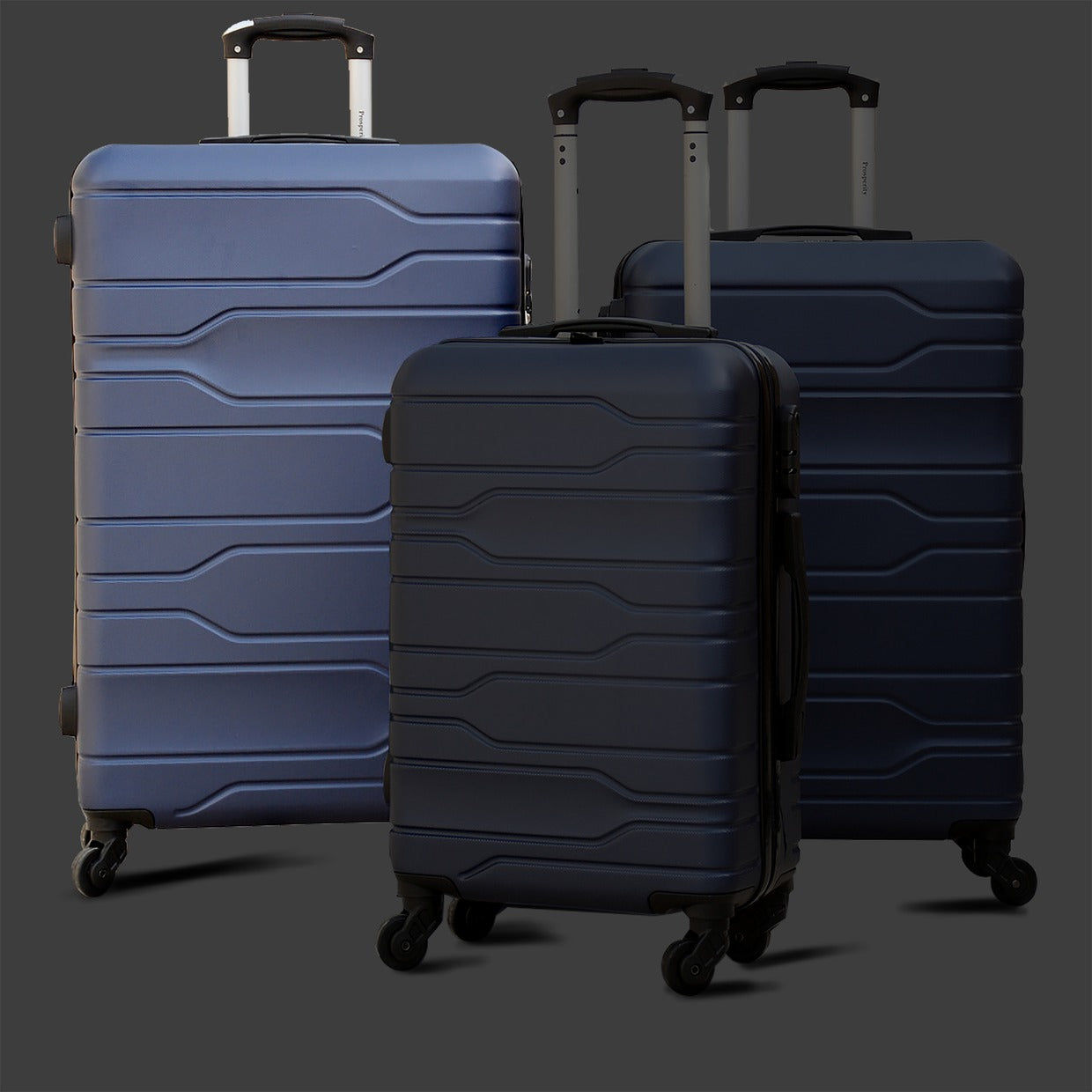 3 Pcs Full Set 20" 24" 28 Inch Blue Prosperity 4 Wheel Lightweight ABS Luggage zaappy uae
