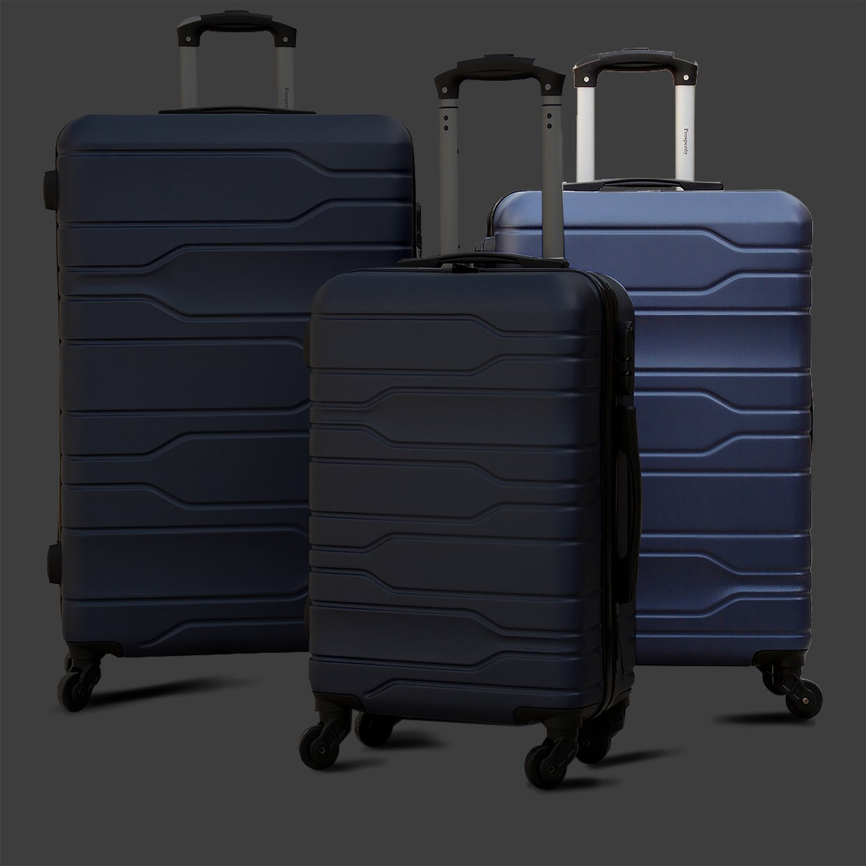 3 Pcs Full Set 20" 24" 28 Inch Blue Prosperity 4 Wheel Lightweight ABS Luggage zaappy uae