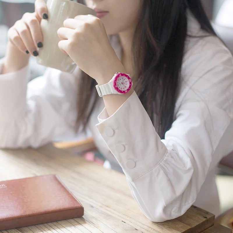 Casio Analog Watch Rose & White For Women | LRW-200H-4B