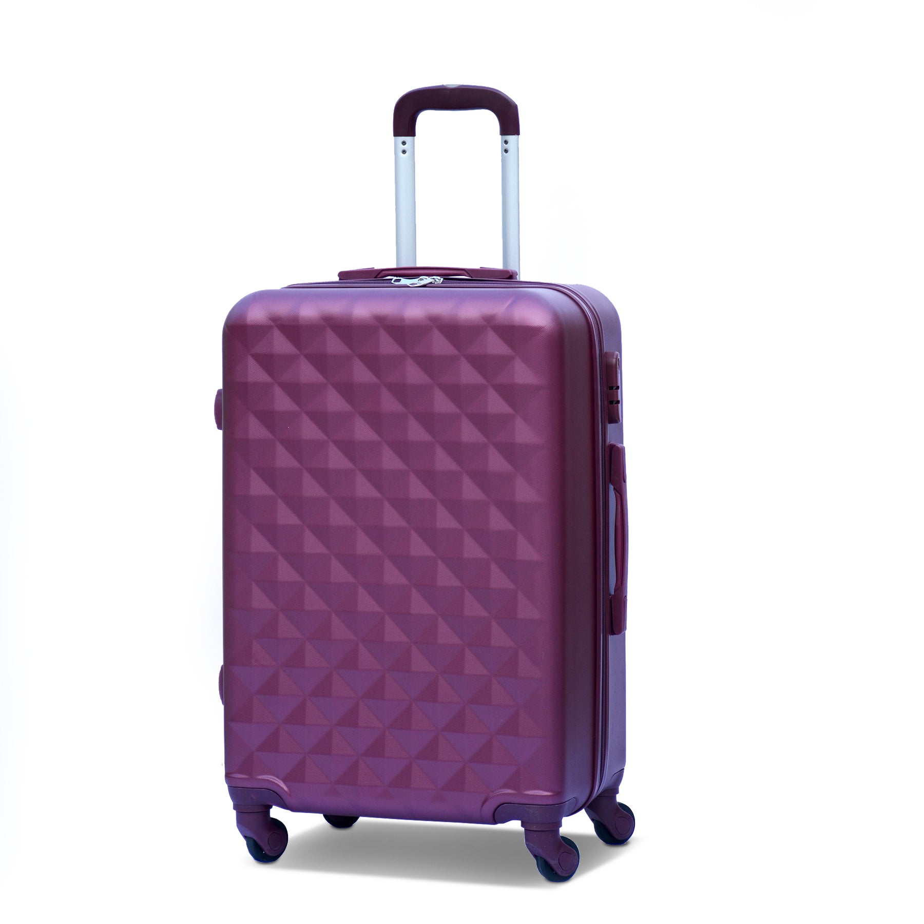 4 Piece Full Set 7" 20" 24" 28 Inches Maroon Colour Diamond Cut ABS Lightweight Luggage Bag With Spinner Wheel
