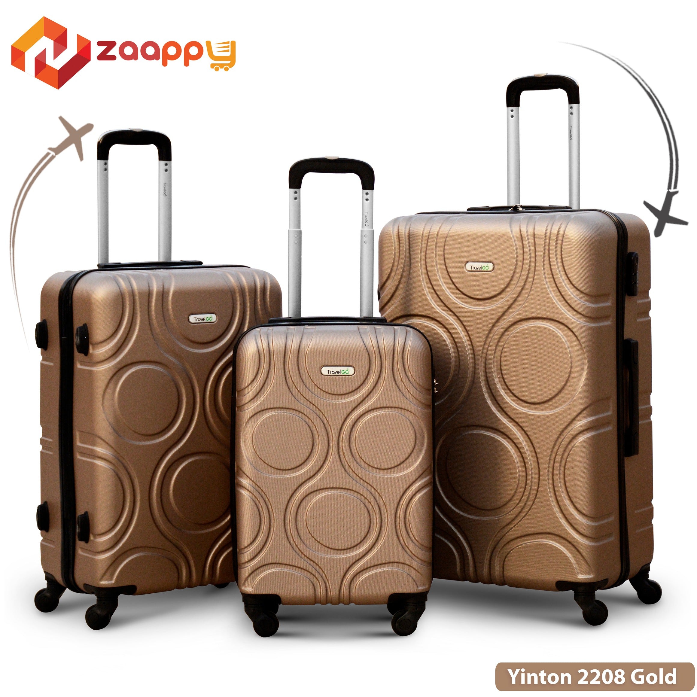 Lightweight ABS Luggage | Hard Case Trolley Bag | 3 Pcs Set 20” 24” 28 Inches | 2 Years Warranty | Yinton 2208 Black