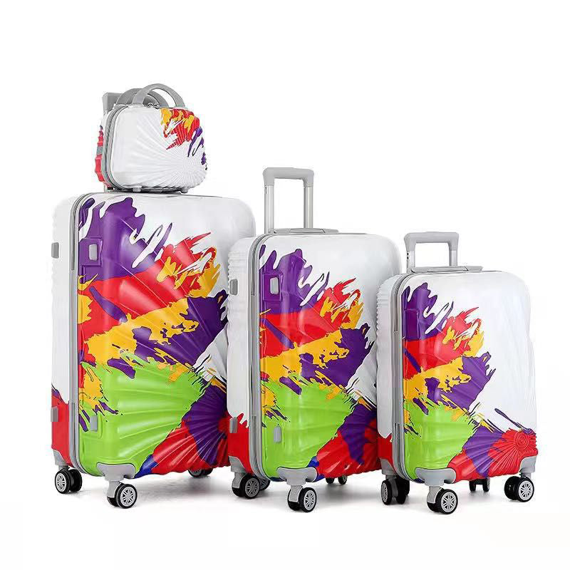 PK Print Beautiful Printed Lightweight Luggage Bags Spinner Wheels | 4 Pcs Set 7, 20, 24, 28 Inch