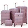 4 Pcs Set 7” 20” 24” 28 Inches Lightweight ABS Luggage Square Cut Rose Gold | Hard Case Trolley Bag