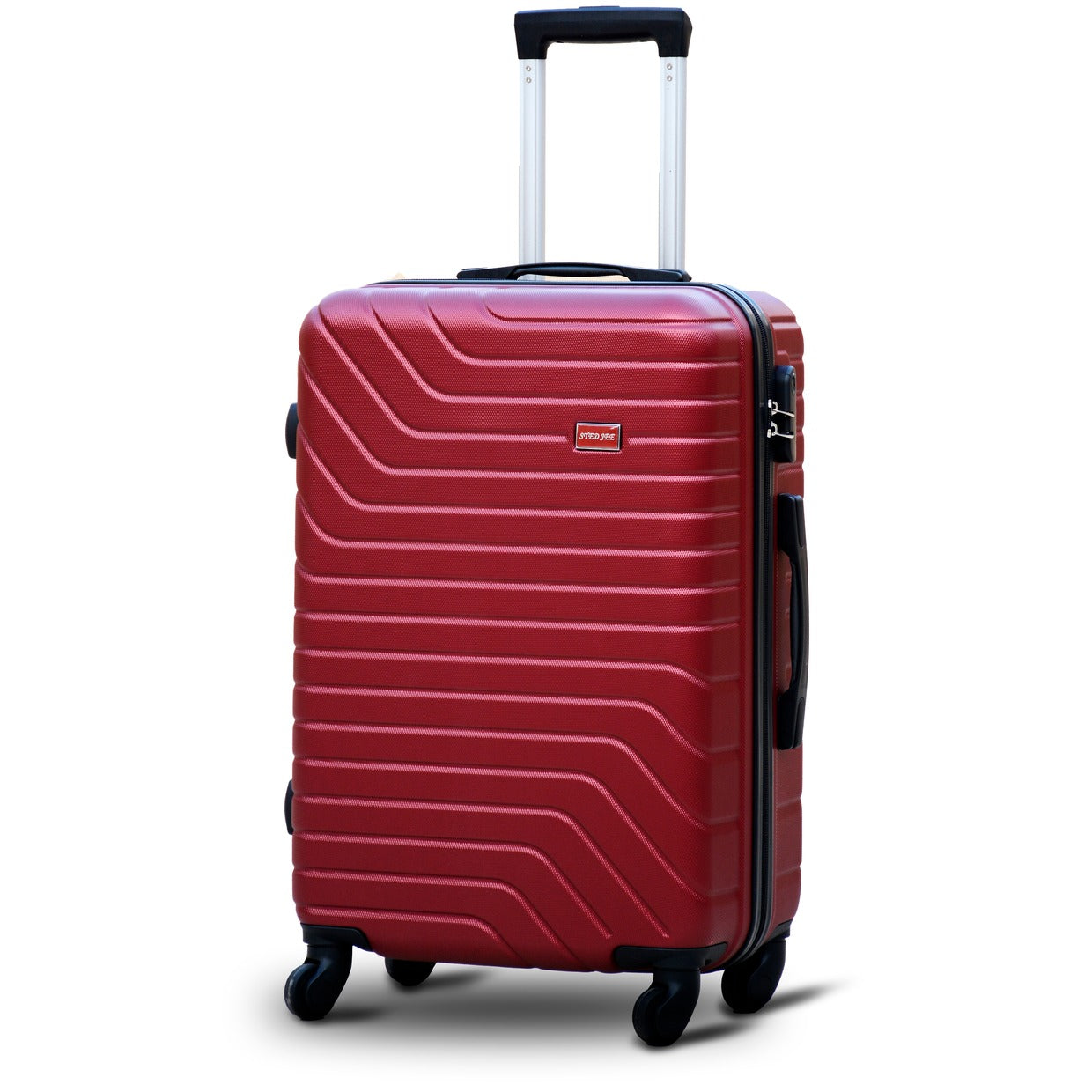 3 Pcs Set  20” 24” 28 Inches Red Colour Lightweight ABS Luggage Hard Case Trolley Bag zaappy UAE