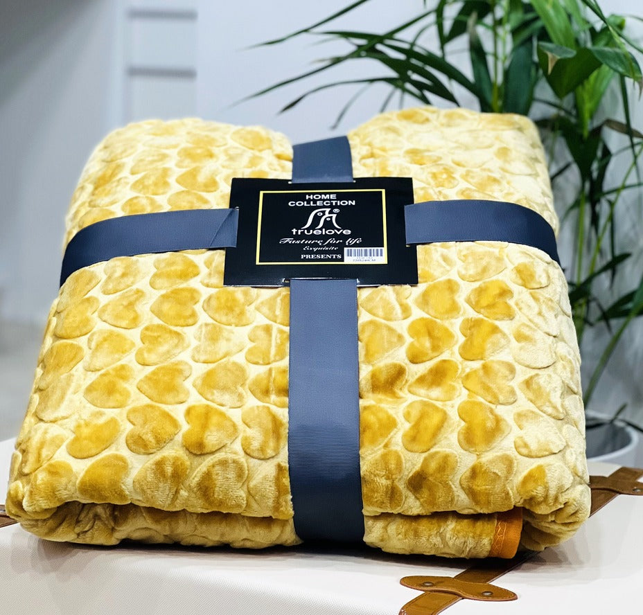 Soft Embossed Double Bed Blanket | Heart Design | 1.6 Kg