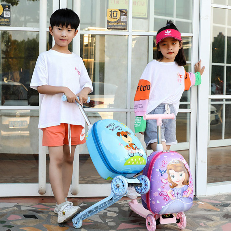 Printed Lightweight Hard shell Kids Suitcase Luggage Scooter Bag | Cute Princess Printed