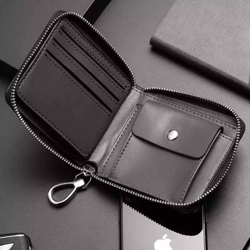 Multi Functional Small Men's Wallet - Men's 2 Fold Zipper Wallet H-0851