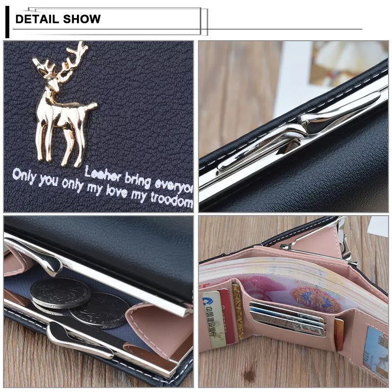 Card Holder Short Deer Wallet | Mini Clutch Purse For Women