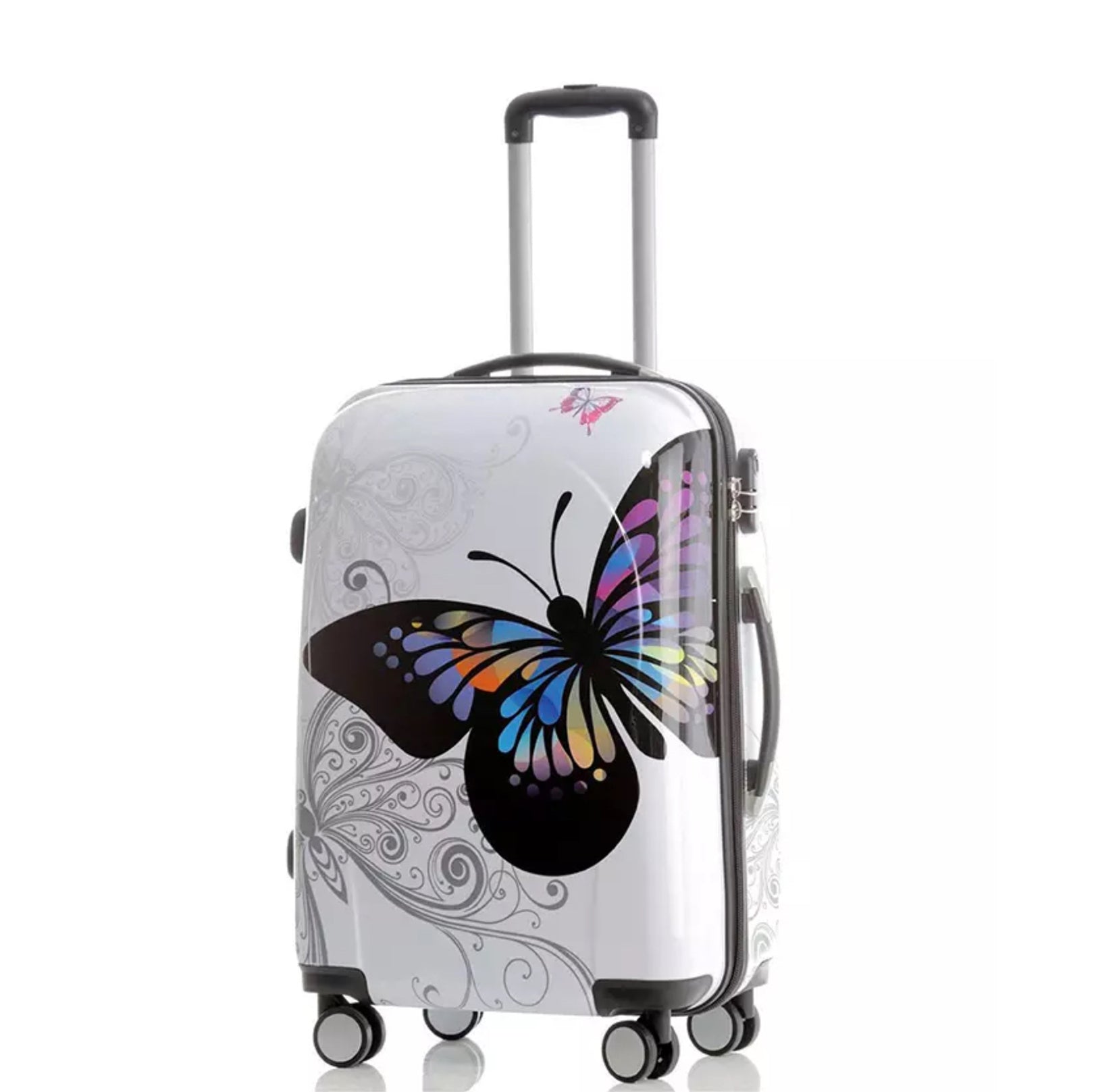 Butterfly Printed Luggage 3 Piece Set 4 Wheel Bags with Spinner Wheels