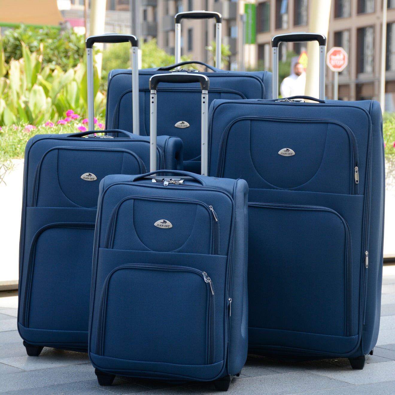 two wheel material luggage blue Zaappy