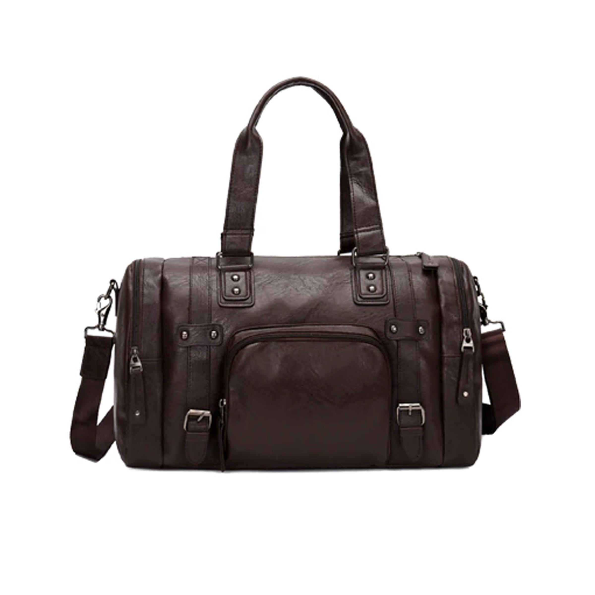 Luxury Men Durable Zipper Luggage Bag | LL PU Travel Duffle Leather Bag