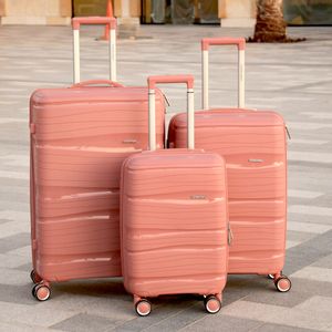 Lightweight PP Luggage Light Pink Color | Hard case trolley bag | 3 Pcs set 20” 24” 28” inches | 3 years warranty