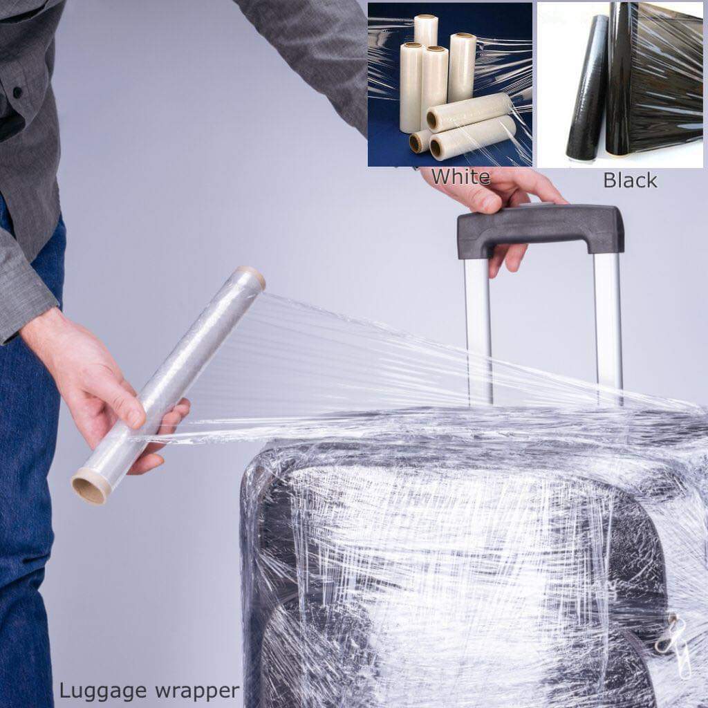 Stretch Film Luggage Packaging | Cling Film Luggage Wrapper White