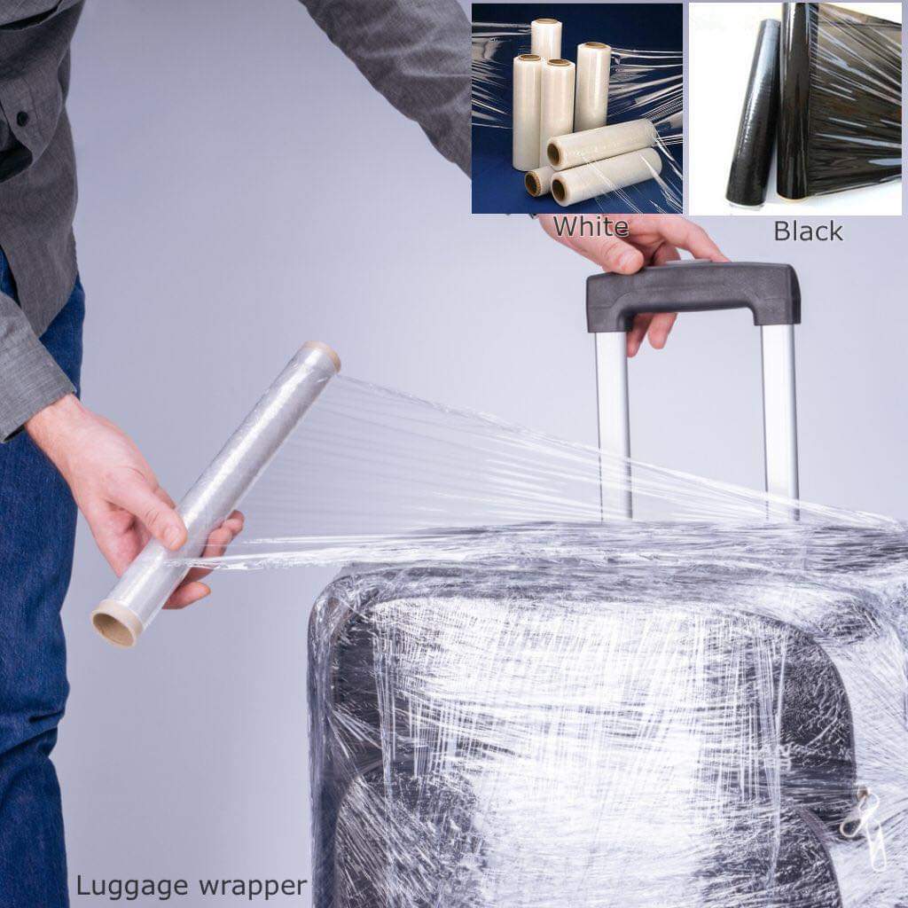 Stretch Film Luggage Packaging | Cling Film Luggage Wrapper White Zaappy