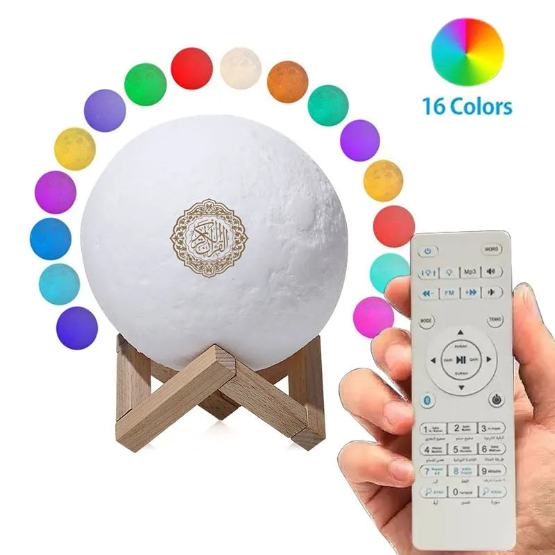 Wireless 3D Moon Touch Bluetooth Night Light Quran Speaker Lamp