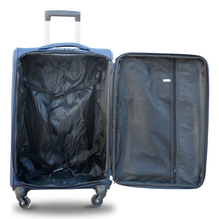 4 Pcs Set 20, 24, 28 and 32 Inches Blue 4 Wheels Soft Material Luggage Lightweight Soft Shell