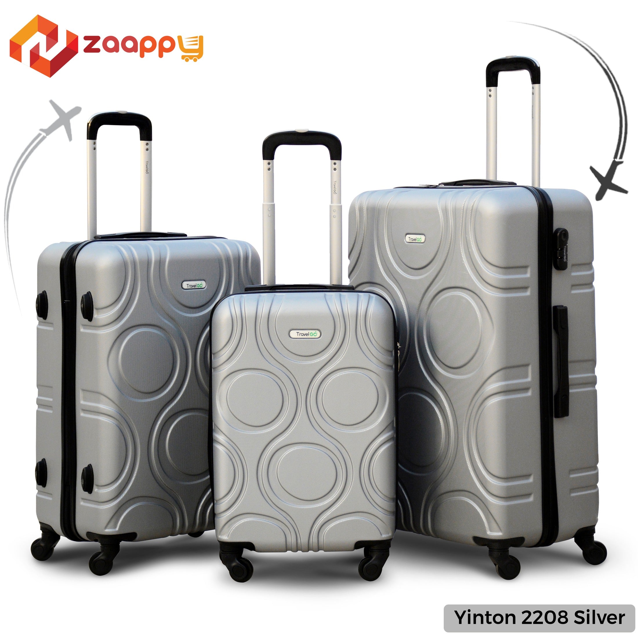 Lightweight ABS Luggage | Hard Case Trolley Bag | 3 Pcs Set 20” 24” 28 Inches | 2 Years Warranty | Yinton 2208 Black