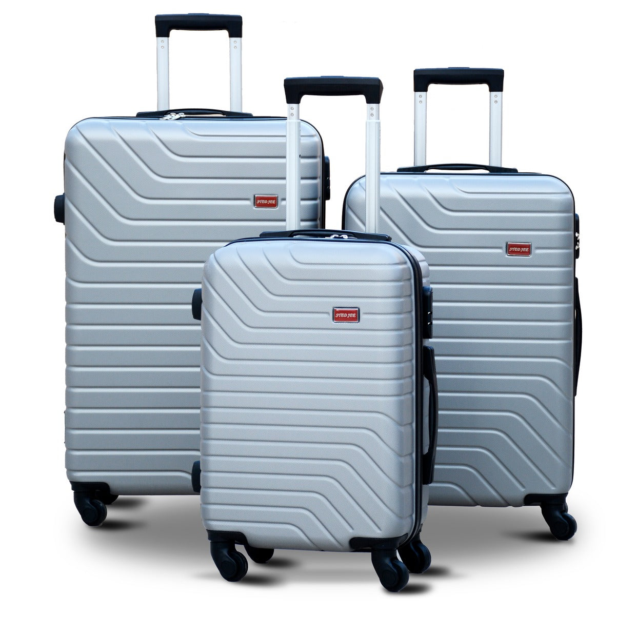 3 Pcs Full Set Grey Colour SJ ABS Travel Luggage Lightweight Hard case Trolley Bag