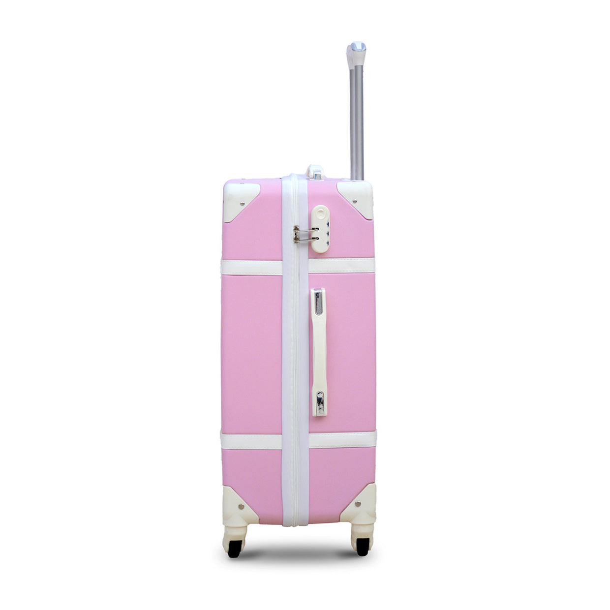 4 Piece Set 7” 20” 24” 28 Inches Pink Corner Guard ABS Lightweight Luggage Bag With Spinner Wheel