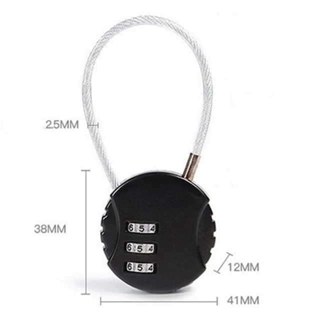 3 Digit Combination Cable Lock for Travel Luggage