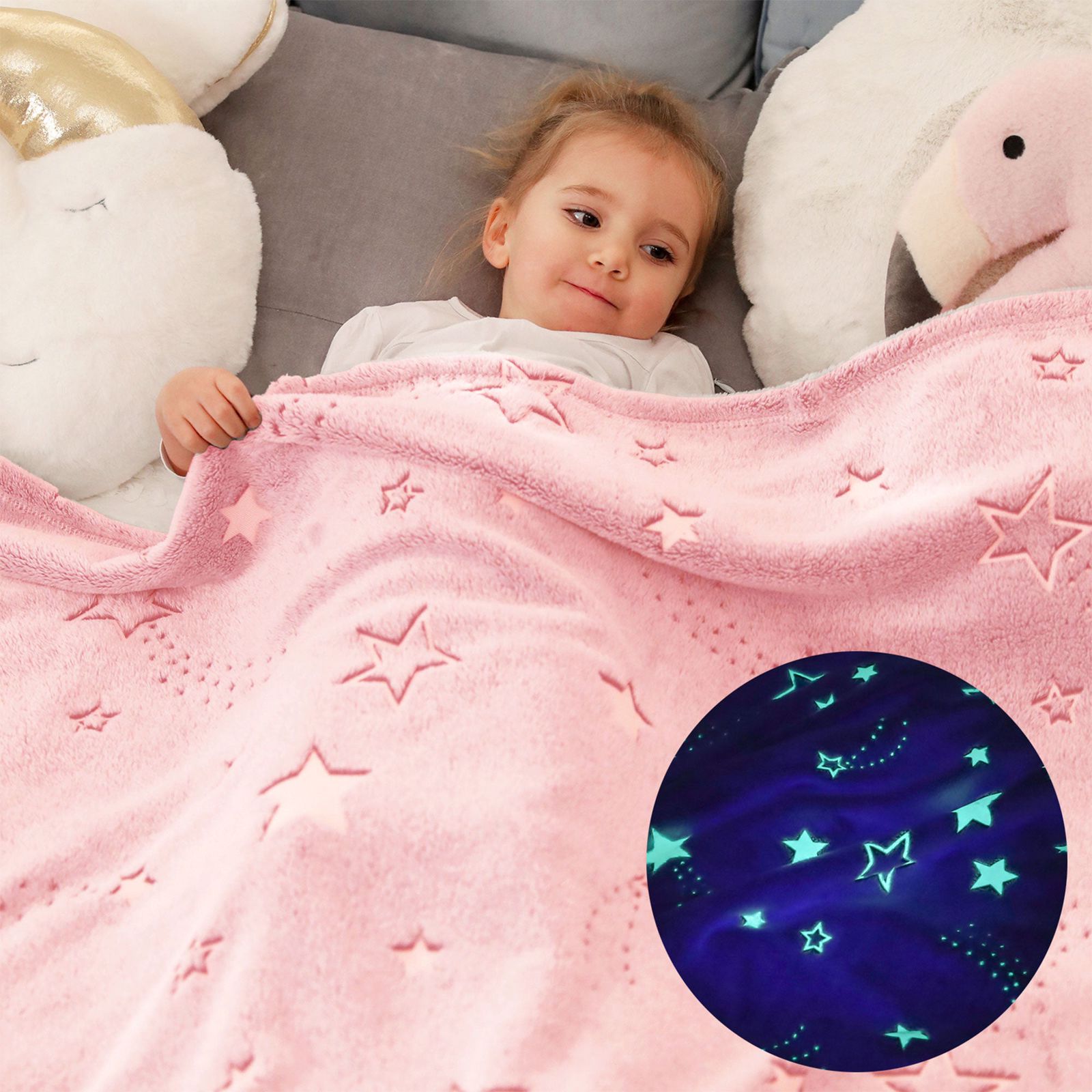 Glow in Dark Luminous Flannel Blanket For Kids | Feather Touch Magic Blanket Zaappy