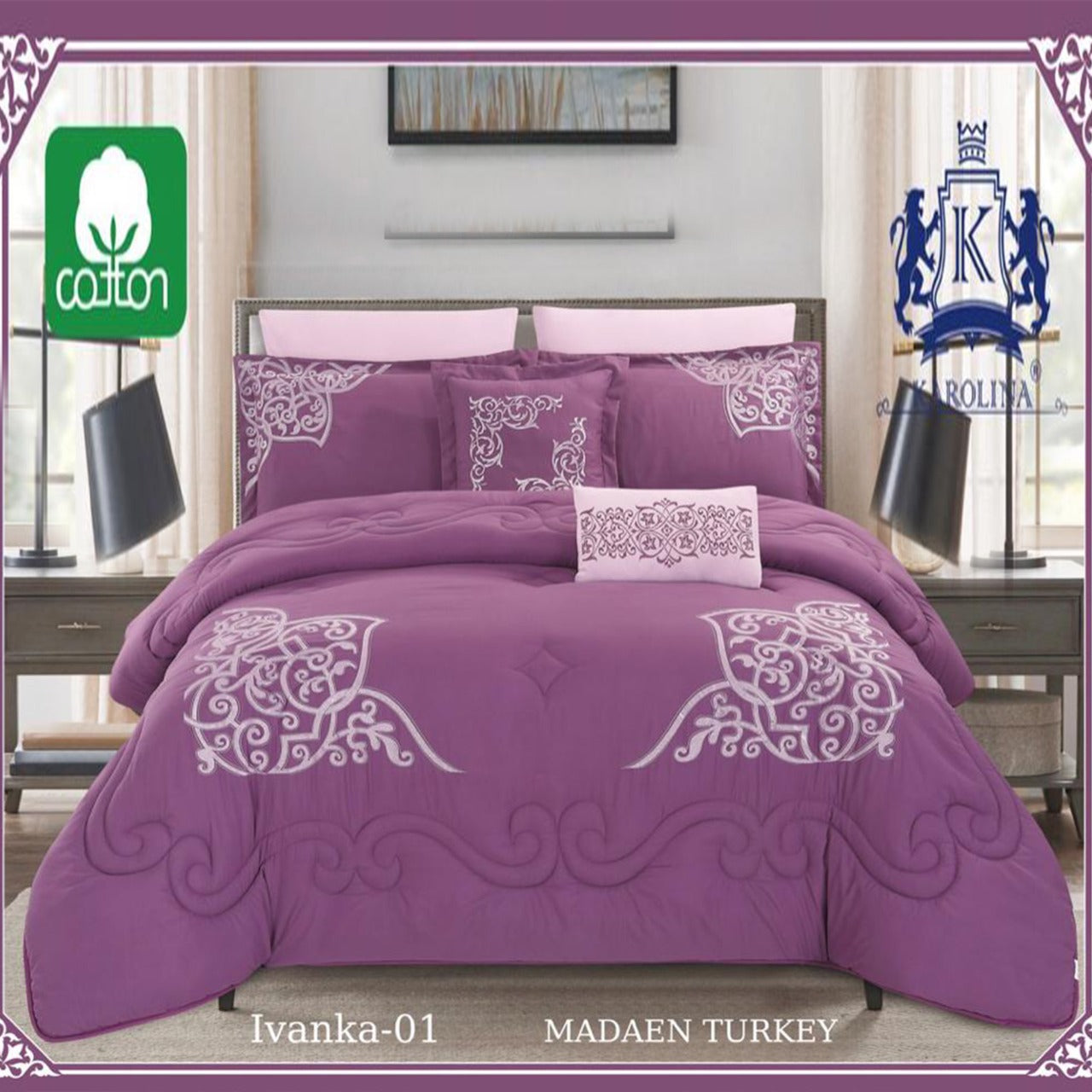 Turkey Ivanka - 01 Karolina 10 Piece Comforter Bedding with sheet and Decorative Pillow Shams | Made in Turkey Ivanka - 01