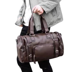 Luxury Men Durable Zipper Luggage Bag | LL PU Travel Duffle Leather Bag