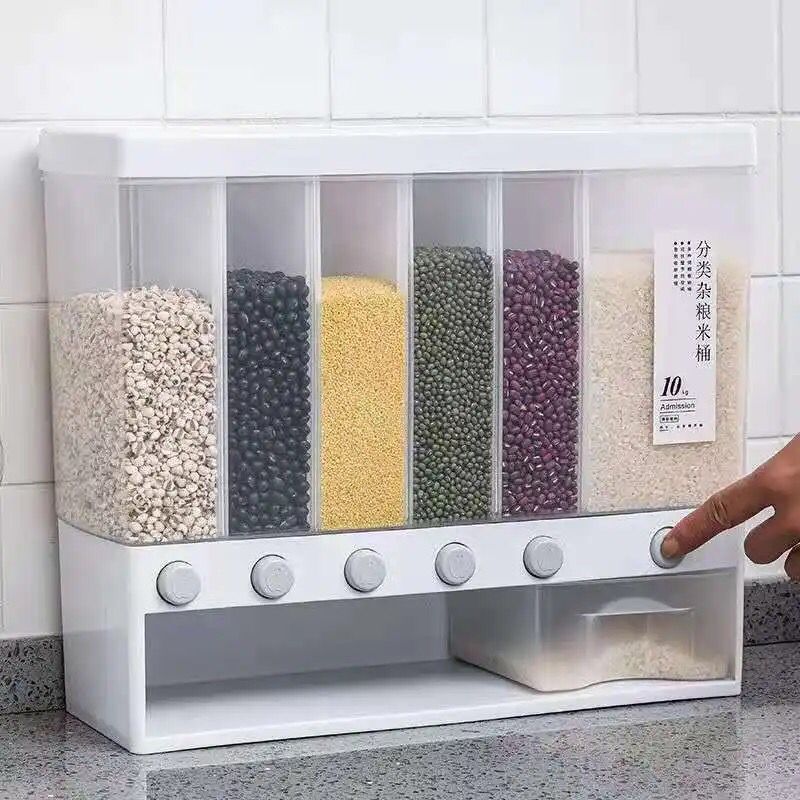 Dry Food Dispenser Wall Mounted Cereal Dispenser Rice Storage Box