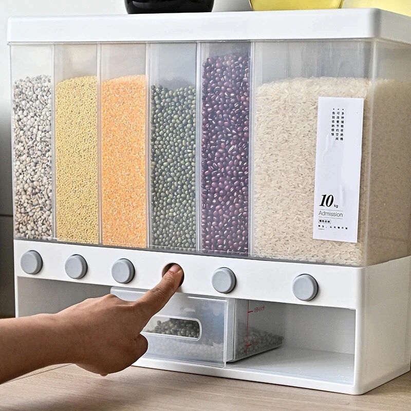 Dry Food Dispenser Wall Mounted Cereal Dispenser Rice Storage Box