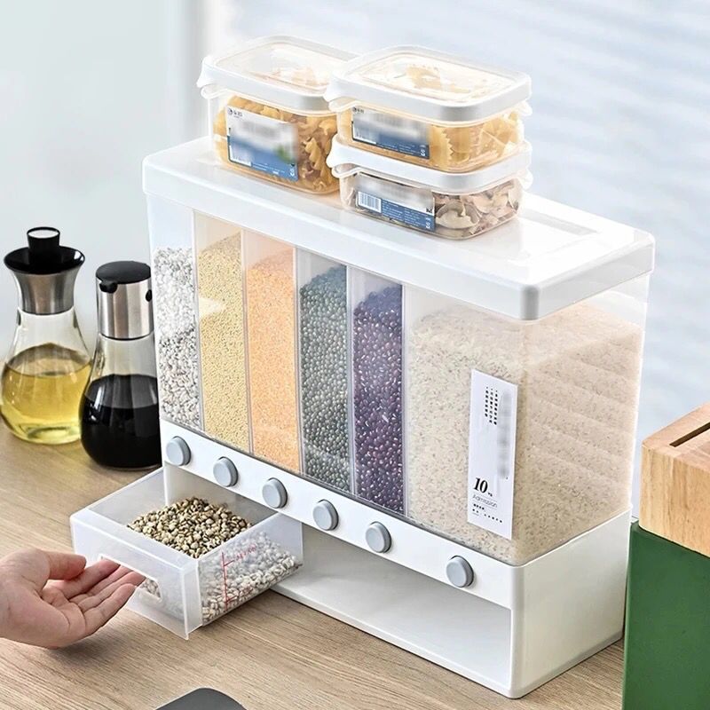 Dry Food Dispenser Wall Mounted Cereal Dispenser Rice Storage Box