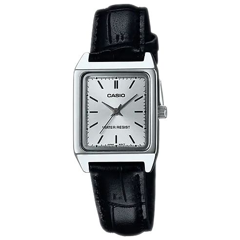 Casio Women Analogue Quartz Stainless Steel Black Leather Watch | LTP-V007L-7E1 - A03