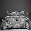 Bedding Set Deep Gray with Blue Leaf Print 3 Piece | 3 Piece Bed sheet B0014