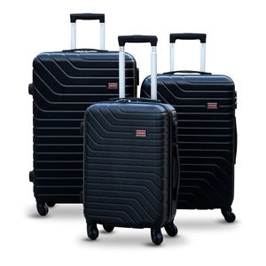 3 Pcs Full Set Black SJ New ABS Lightweight Travel Luggage 20